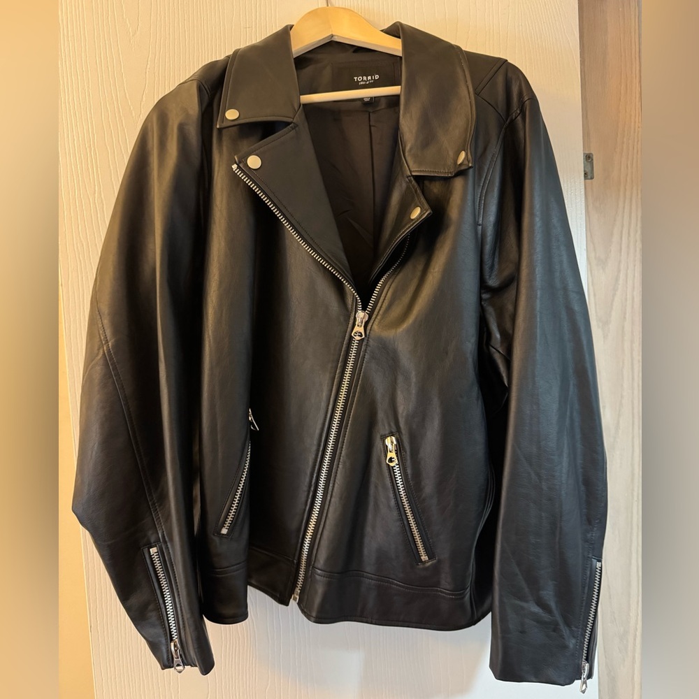 Black FAUX Leather Bomber Jacket